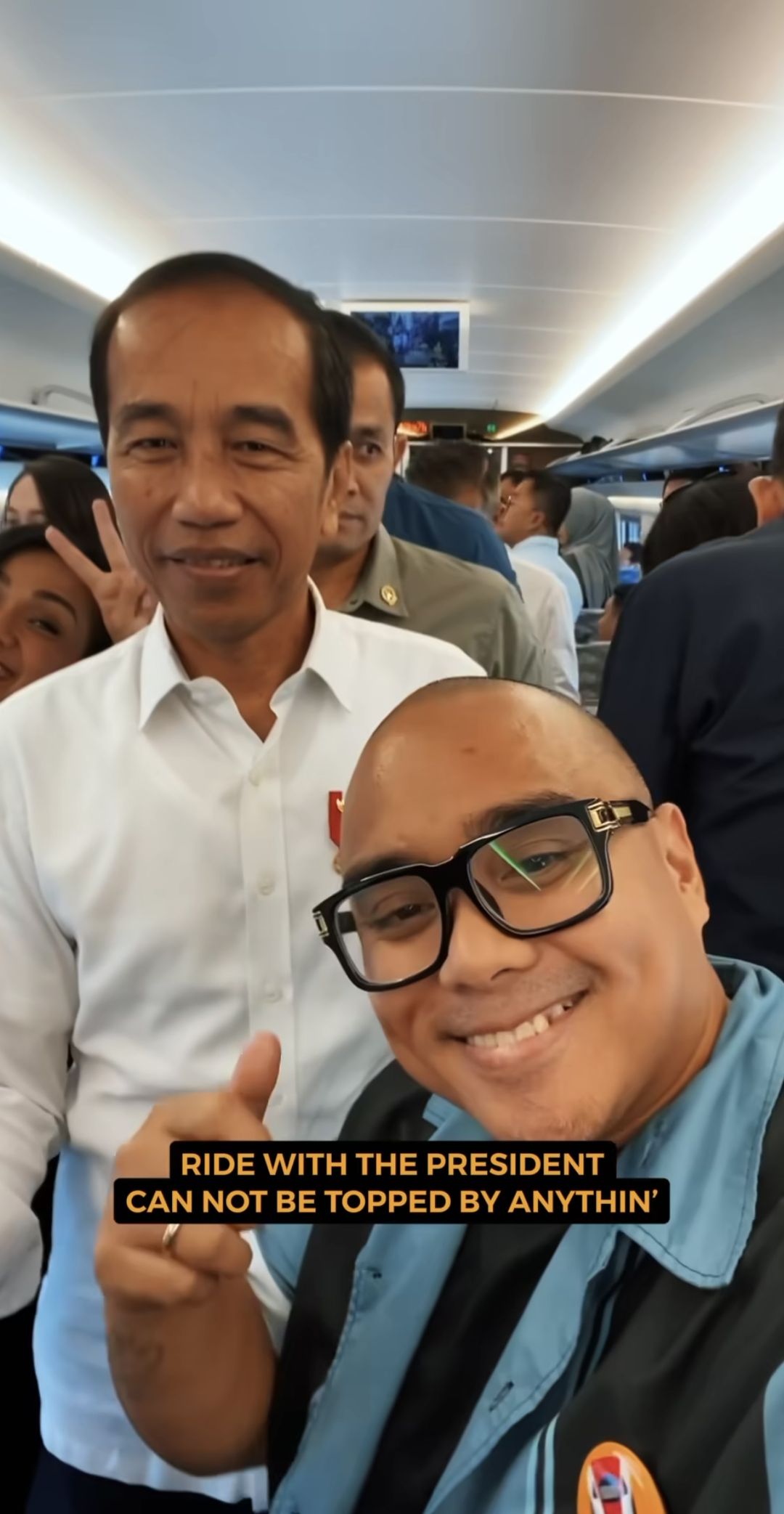 Saykoji jajal kereta cepat Jakarta-Bandung bersama Jokowi.