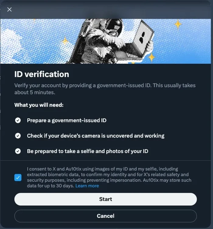 Fitur verifikasi ID di X