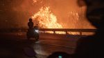 Penampakan Kebakaran Lahan Kepung Jalan Lintas Palembang-Indralaya