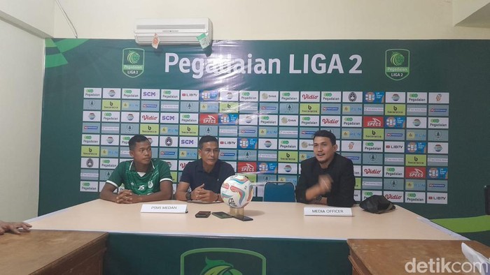 Konferensi pers PSMS Medan di Stadion Baharoeddin Siregar Lubuk Pakam (Aprilda Ariana Sianturi/detikSumut).
