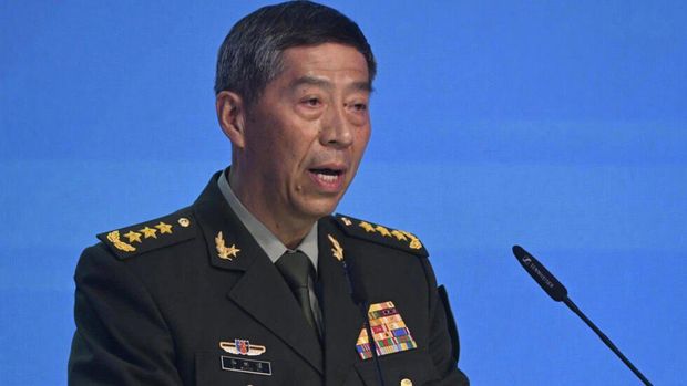China's Defence Minister Li Shangfu speaks at a conference near Moscow in August 2023 © Alexander NEMENOV / AFP/File