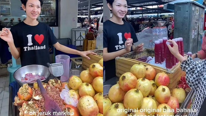 penjual jus buah di Thailand bisa berbahasa Indonesia