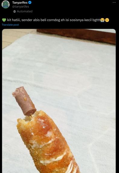 Corndog zonk dengan isi sosis super kecil