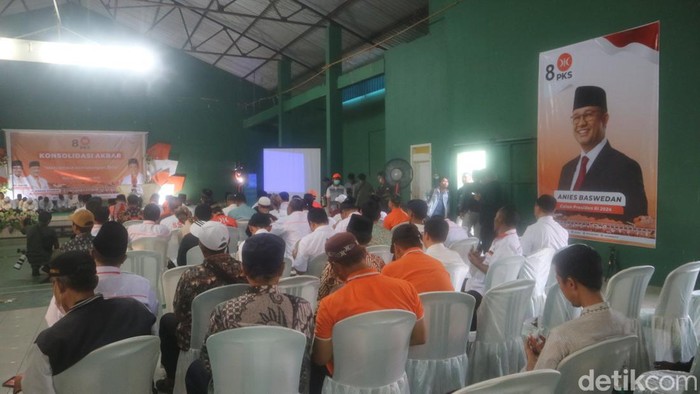 Poster Anies Baswedan di acara PKS di Pati, Sabtu (16/9/2023).
