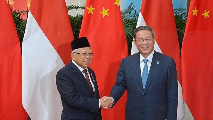 Wapres RI Maruf Amin bertemu PM Cina Li Qiang (Lisye/detikcom)
