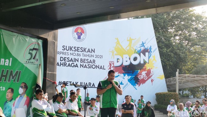 Menpora Dito Ariotedjo di acara KAHMI, Minggu (17/9/2023). (Dwi R/detikcom)