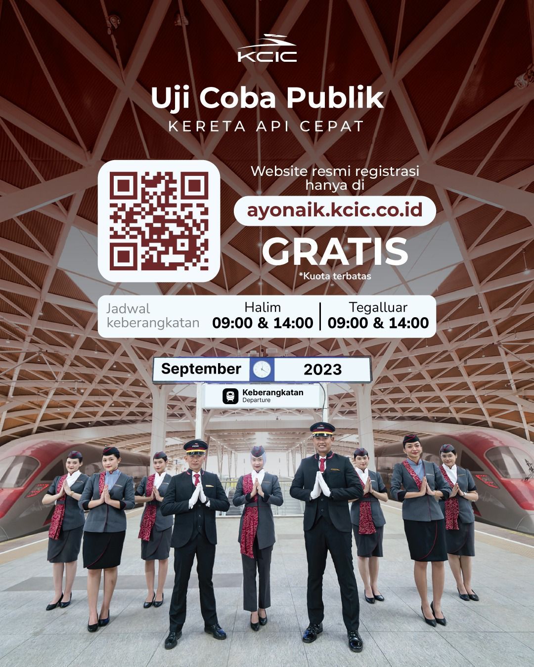 Pendaftaran jajal kereta cepat Gratis dibuka