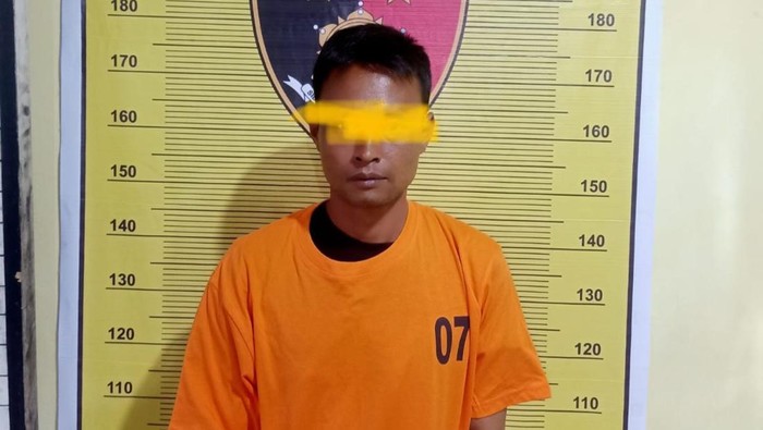 Tampang Andreas Sitepu (32) ditahan di Polres Binjai (Foto: Dok Polres Binjai).