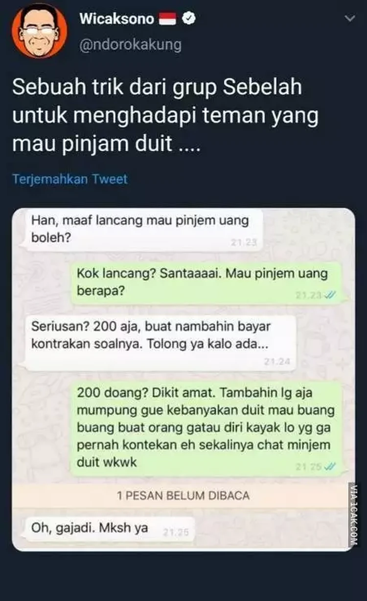 10 Chat Teman Minjem Duit Ngelesnya Bisa Banget