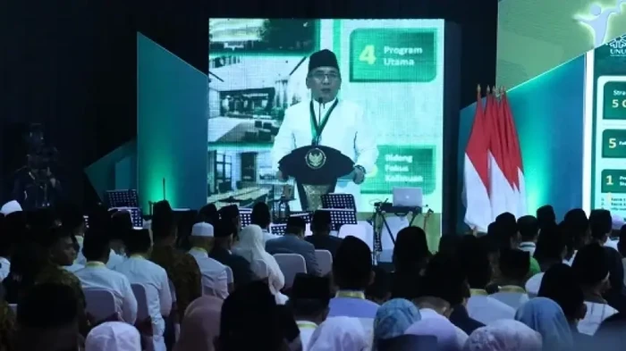 Gus Yahya dalam acara pembukaan Musyawarah Nasional (Munas) Alim Ulama dan Konferensi Besar (Konbes) NU 2023