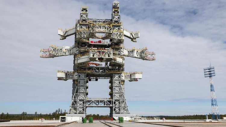 Mengintip Pusat Antariksa Rusia Kebanggaan Putin, Kosmodrom Vostochny A view shows the launch facility at the Vostochny Сosmodrome in the far eastern Amur region, Russia, September 13, 2023. Sputnik/Artem Geodakyan/Pool via REUTERS ATTENTION EDITORS - THIS IMAGE WAS PROVIDED BY A THIRD PARTY.