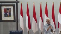 Ganjar Pranowo saat memberikan pemaparan di Universitas Indonesia, Depok, Senin (16/9/2023).  