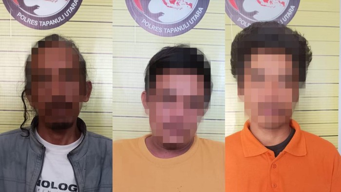 Tiga pelaku narkoba diringkus saat menunggu pembeli di sekitar warung kopi dan cafe. (Dok Polres Tapanuli Utara).