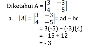 Jawaban soal 3 determinan matriks.