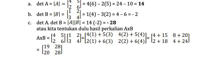 Jawaban soal 2 determinan matriks.