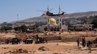 Masjid tersebut bernama Al-Sahaba yang terletak di Derna, kota yang paling parah terdampak banjir. (REUTERS/Esam Omran Al-Fetori)