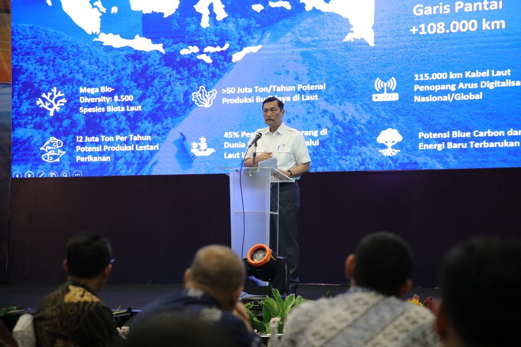 Menko Marve Luhut B Pandjaitan membuka Marine Spatial Planning and Expo Service 2023 di Jakarta, Selasa (19/9/2023). (Dok. Humas Kemenko Marves)