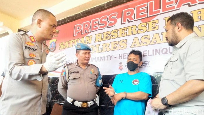 Polres Asahan menggelar konferensi pers terkait penangkapan 2 kg sabu. (Perdana Ramadhan/detikSumut).