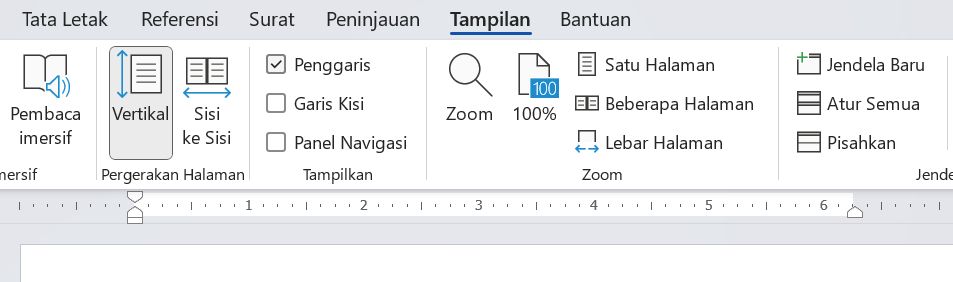 Fungsi ruler di Word.