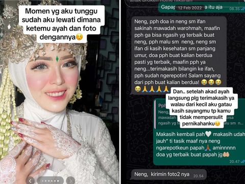 Kisah pengantin wanita yang curhat baru pertama kali bertemu dengan ayah kandungnya saat acara pernikahannya, mendadak viral di TikTok.