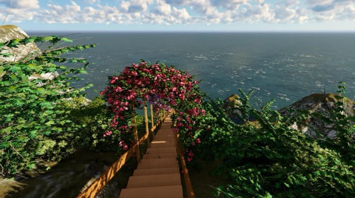 Konsep penataan Pantai Kelingking, Nusa Penida, yang akan dilengkapi dengan aksesibilitas, stage, gazebo, bergola, tangga di tebing, RTH, Rabu (20/9/2023). (Dok. Pemkab Klungkung).