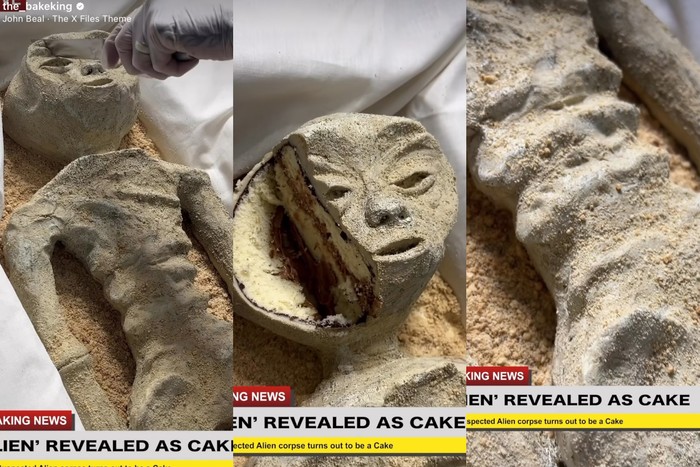 Kue dengan tampilan realistis mirip mumi alien di Meksiko