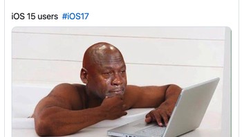 Ekspresi pengguna iOS 16 ketika kedatangan iOS 17. Foto: Twitter