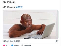 Meme Kocak iOS 17, Pengguna iPhone XS Meringis iPhone X Menangis