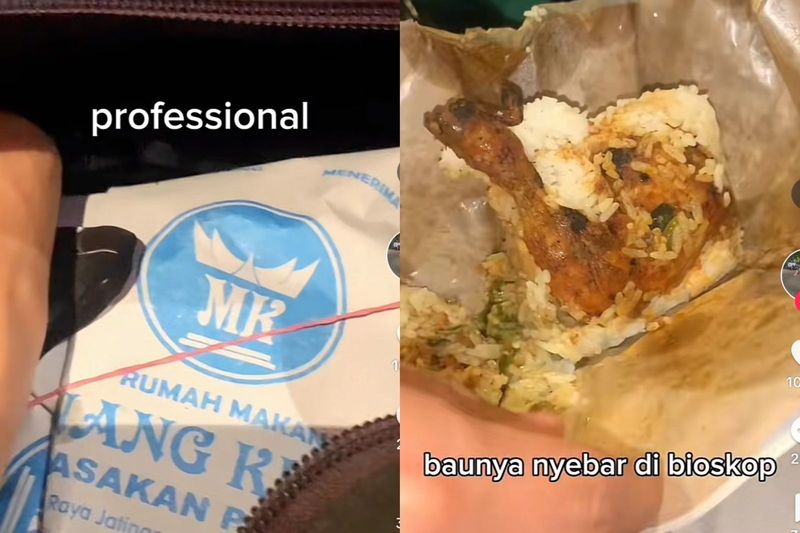 TikToker makan nasi Padang di bioskop