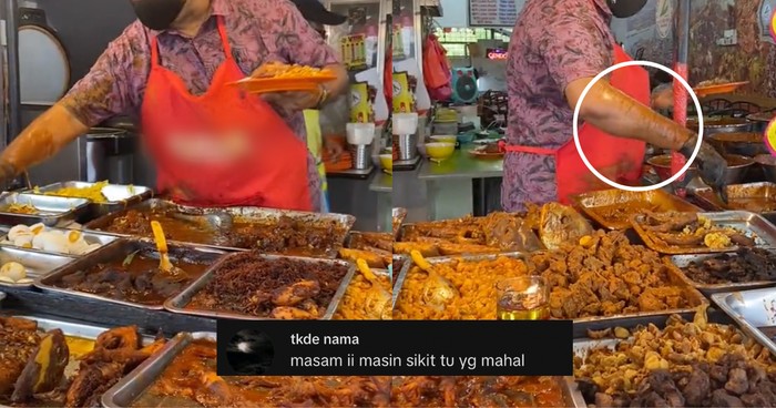 Penjual Nasi Kandar Ini Tuang Kuah Nyiprat ke Tangan Bikin Jijik Pembeli