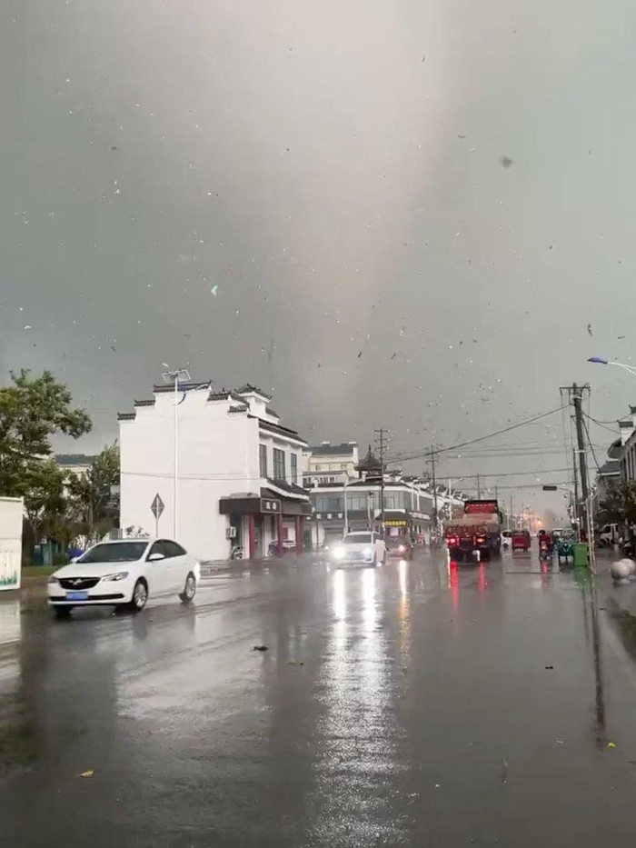A view shows a tornado in Suqian, Jiangsu Province, China, released on September 19, 2023, in this screen grab obtained from social media video. Video obtained by Reuters/via REUTERS