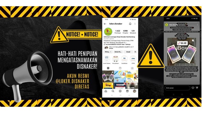 Akun IG loker Disnaker Kabupaten Bandung diretas.