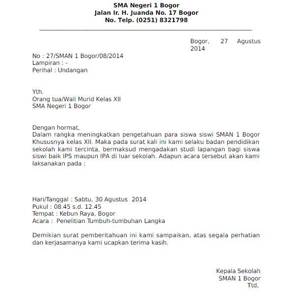9 Contoh Surat Resmi Sekolah, Resmi, dan Keperluan Lainnya