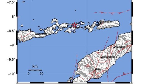 Gempa M 3,6 mengguncang Kabupaten Lembata, Nusa Tenggara Timur (NTT), Kamis (21/9/2023). (BMKG Kupang)