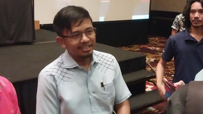 Komisioner KPU RI Idhan Kholik di Hotel Trans Resort, Badung, Bali. Kamis (20/4/2023). (Rizki Setyo Samudero)