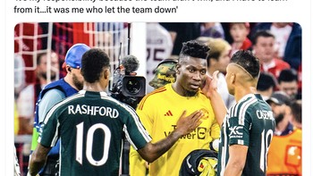 Onana mengaku bertanggungjawab atas kekalahan MU. Aku yang membuat tim terpuruk, katanya. Foto: Twitter