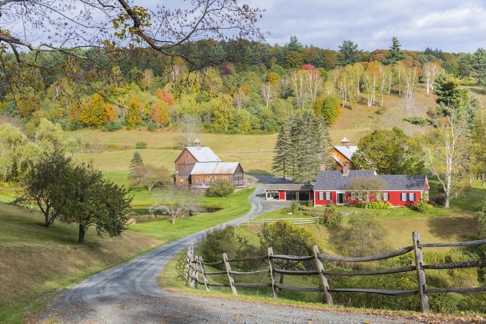 New England Farm in the autumn, Woodstock, Vermont, USA