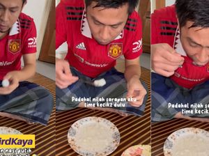 Unik! Pria Ini Hobi Makan Nasi Campur Air Sejak Kecil