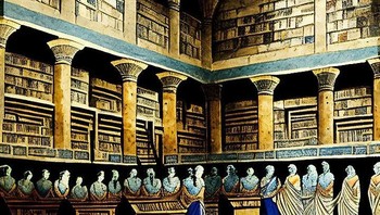 Perpustakaan Besar Alexandria, di Mesir yang didirikan sekitar abad ke-3 SM, merupakan perpustakaan terbesar di dunia kuno. Foto: twitter.com/UmarBzv