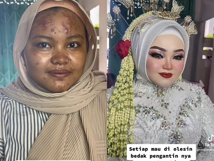 Transformasi makeup viral bikin pengantin tampil cantik dan flawless.