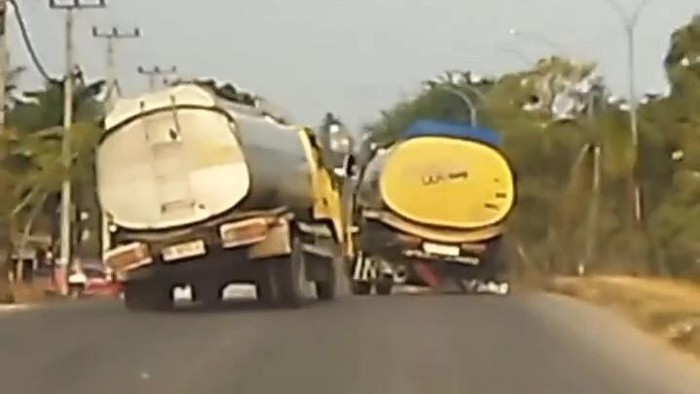 Viral dua truk tangki ugal-ugalan membahayakan pengendara lainnya