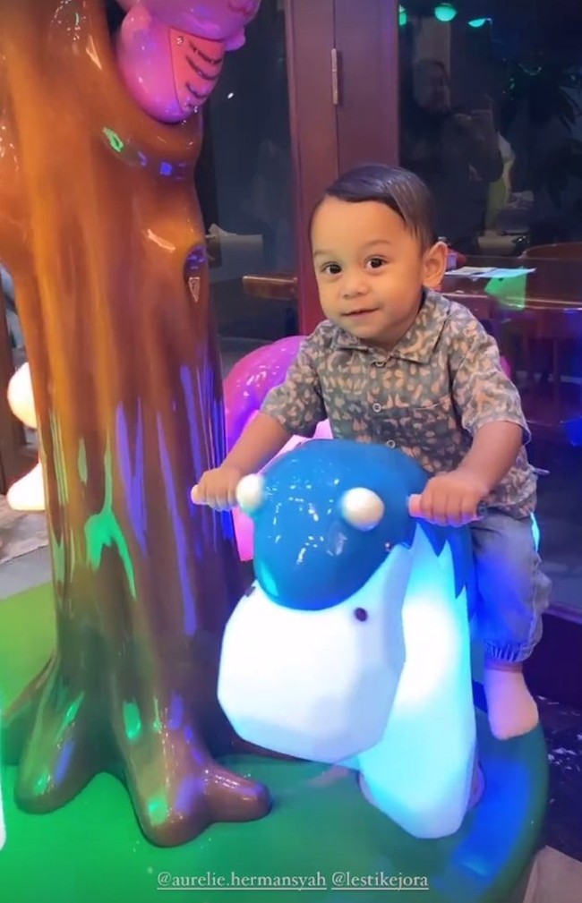 Berlangsung di rumah Aurel Hermansyah pada Kamis (21/9/23), terlihat Lesti Kejora yang membawa serta anaknya, baby Leslar. baby Leslar pun tampak asyik bermain bersama anak Aurel Hermansyah, Ameena. Foto: Instagram