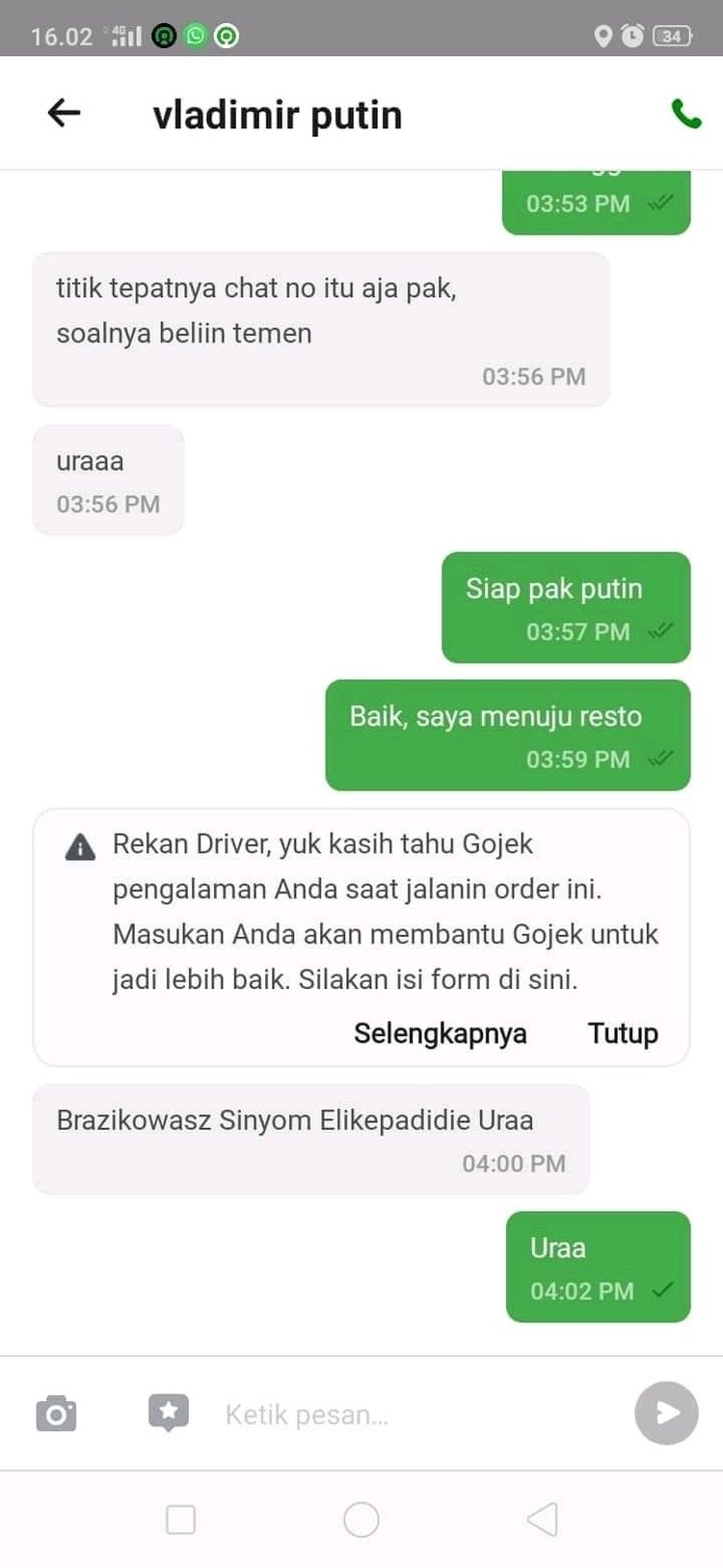 Chat dari driver ojol dan penumpang ini terlalu absurd dan bikin mesem-mesem sendiri. Kamu pernah alami yang mirip kayak begini?