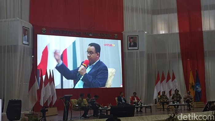 Anies Baswedan menghadiri Indonesians Leader Talk di Universitas Hasanuddin (Unhas), Makassar.