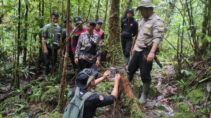Pemasangan camera trap di lokasi kubangan mamalia besar di Kalteng.