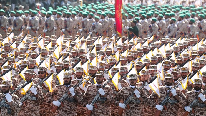 An Iranian drone is seen during the annual military parade in Tehran, Iran, September 22, 2023. Majid Asgaripour/WANA (West Asia News Agency) via REUTERS ATTENTION EDITORS - THIS IMAGE HAS BEEN SUPPLIED BY A THIRD PARTY.   ATTENTION EDITORS - THIS PICTURE WAS PROVIDED BY A THIRD PARTY.