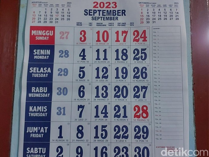 Kalender September 2023.