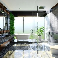 Marmer serba hitam dan hiasan batu yang cantik membuat kamar mandi Rachel Vennya semakin mewah. Ada juga kaca besar yang membuat kamar mandi semakin terlihat luas. Foto: Instagram @rachelvennya