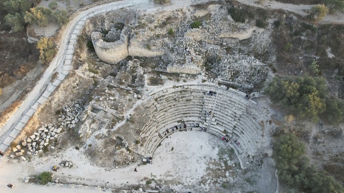 An aerial view of the archaeological site in Sebastia in the Israeli-occupied West Bank August 26, 2023. REUTERS/Yosri Aljamal