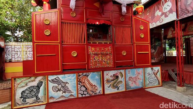Pertunjukan Wayang Potehi di Kelenteng Hok Tik Bio, Pati, Senin (25/9/2023).